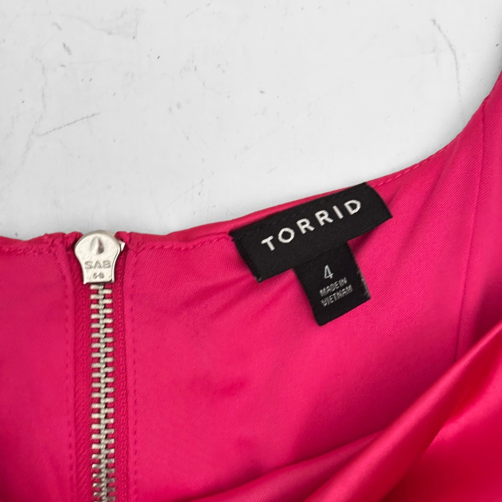 Torrid Satin Sleeveless Corset Top Plus Size 4X Hot Pink Peacock Party Date - Picture 5 of 7